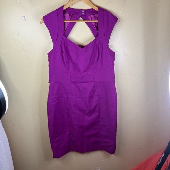 White House Black Market Size 14 Fuschia Cap Sleeve Mini Dress Formal‎ Wedding - Picture 1 of 7